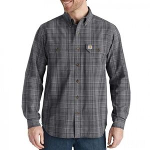 Carhartt Relaxed Fit Gray Plaid Long Sleeve Button Down Shirt